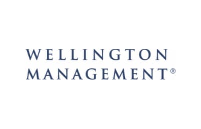 Logo of Wellington Management featuring company name in blue uppercase letters on a white background.