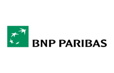 BNP Paribas logo featuring four white birds in flight within a green square, next to the text "BNP PARIBAS" in black capital letters.